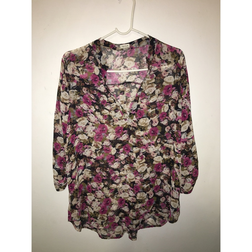 Sheer Floral chiffon top blouse